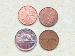 Kanada 4 db Különböző Emlék Érme 1 5 Cents 1967 1992 2002