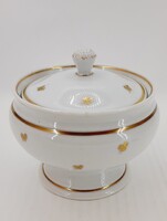 Antik Elbogen porcelán cukortartó, fedeles tároló