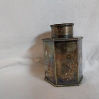 Antik EPNS ezüstözött hatszögletű teásdoboz, Sheffield (10x6,5 cm)