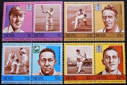 KS1127 / Nevis 1984 Cricket Players Stamp Sheet Pairs Postage Stamp