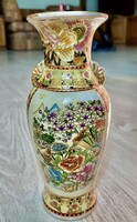 Vintage, keleties stílusú, gazdagon díszített kerámia váza – 15 cm