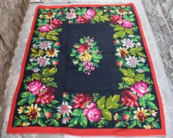 Kézzel szövött moldvai rózsás gyapjú szőnyeg kilim 190x141cm