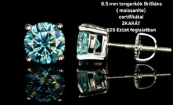 2 karátos jégfehér gyémánt fülbevaló ezüst foglalatban zertifikátal