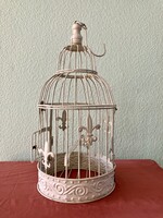 Vintage romantikus fém madárkalitka – dekoráció, 42 cm