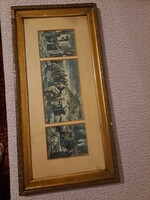 Antik Feszty Árpád triptichon: Krisztus temetése (1902) – Eredeti, korabeli blondel jellegű keretben