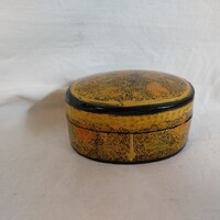 Vintage kasmíri kézzel festett papírmasé ékszerdoboz / dobozka (4x9x7 cm)