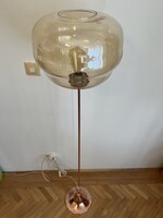 Ritka Vörösréz állólámpa mézüveg búra - réz vintage design retro iparművészeti lámpa art deco