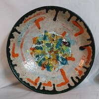 Gál Béla retro iparművészeti kerámia tál, jelzett, 1968 – 22 cm