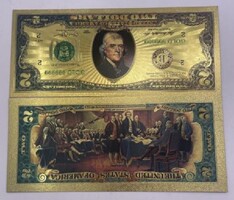 2 USD REVERSE gold foil replica. VERY RARE! DEFECTIVE print! Collector's coin