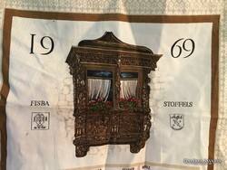 TERÍTŐ - 1969 év - NAPTÁR - TEXTIL - 70 x 38 cm - LENVÁSZON - HIBÁTLAN