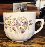 Csehszlovák porcelán ibolyás bögre, csésze kb.: 8 x 9 cm, szép állapotban