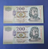 200 forintos bankjegyek 2005 / 2007 EF tartásban!