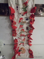 ADVENTI NAPTÁR - HÍMZETT - KÉZIMUNKA - 87 x 28 cm - LENVÁSZON - HIBÁTLAN