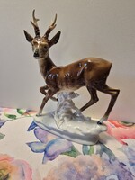 Antik, német ( sas jelzésű ), nagyobb méretű őzbak-porcelán