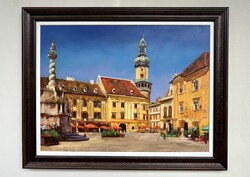 Papp Gábor Soproni tűztorony KERETEZVE 74x94 cm
