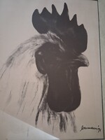 MOSSHAMMER GYÖRGY : KAKAS PORTRÉ EREDETI KERETÉBEN, HIBÁTLAN, JELZETT 56x 45 CM