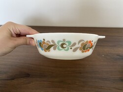 Ritka retro angol JAJ Pyrex tejüveg tál, Carnaby Tempo mintás jénai