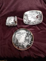 Szász Endre Adria falitányér és egy halas kisebb tányér plusz egy kicsi bonbonier hollóházi porcelán