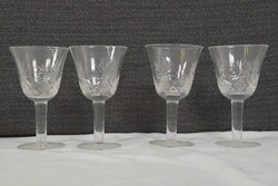 Elegáns 4 darabos antik csiszolt üveg/kristály boros pohár készlet-A105