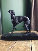 Régi art deco vas agár kutya szobor márvány talpazaton