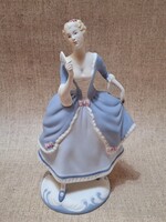 Royal Dux porcelán hölgy legyezővel, 21 cm