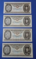 Bankjegy sorozat "Kádár címeres" 50 forintos 1980 / 1983 / 1986 / 1989 VF tartásban!