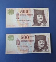 500 forintos bankjegyek 2010 / 2011 EF tartásban!