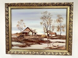 LEÁRAZVA Reinhardt István (1936 - ) Tanya Kopáncson KERETEZVE 73x93 cm
