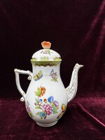 Herendi Viktória mintás pillangós porcelán kávés kanna, kávé kiöntő (17cm)