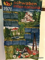 TERÍTŐ - 1978 év -  NAPTÁR - TEXTIL - 62 x 38 cm - LENVÁSZON - HIBÁTLAN