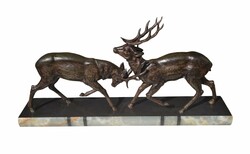 Küzdő szarvasok ,bronz szobor B778