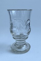 Érmés biedermeier üvegpohár, benne 1847-es ezüst 20. krajcár. Cca.1860. Nagyon ritka, hibátlan!