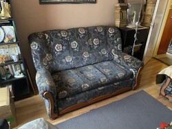 Beautiful Blue Living Room Set 3+2+1 Convertible Sofa + Ottoman