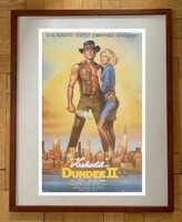 Krokodil Dundee 2. 1988-as plakátja - Régi retro filmplakát - reprodukció keretben