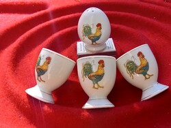 4 db-s kakas lágy tojás porcelán evőeszköz só szóróval