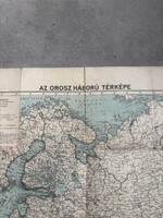 Eredeti I. világháborús térkép – Az orosz háború térképe, 1914 körül