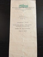 ZA652.11 Szolnok – Westher Rezső Tisza Szálló éttermi menü – 3,50 pengő – 1930-as évek