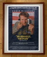 „Jó reggelt, Vietnam" 1987-es amerikai plakátja - Régi retro filmplakát - reprodukció keretben