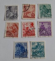 NDK (DDR) 1953-57 "Ötéves terv" (Fünfjahrplan) bélyegsor – 8 db használt tétel