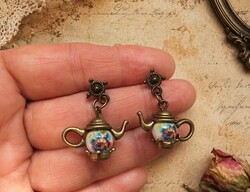 Teáskanna beszúrós vintage bronz fülbevaló