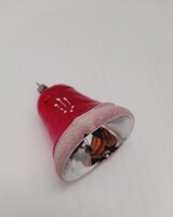 Retró üveg karácsonyfa dísz, csilingelő harang, 6 cm