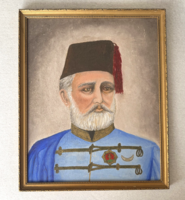 1 Ft-ról!! Bem József (Murád pasa) “Bem apó” portré – Galériás, ritka történelmi festmény (59x48 cm)