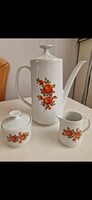 Hibátlan porcelán teás-kávés készlet, kanna, cukortartó és tejkiöntő