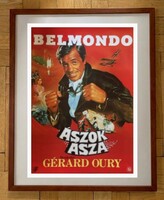 "Ászok ásza" 1982-es francia-NSZK vígjáték plakátja - Régi retro filmplakát - reprodukció keretben