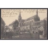 Franciaország,Ammerlschweier - St. Martin templom és  a falu főutcájának súlyosan megrongálódott lak