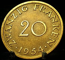 Saar 20 frank, 1954 E16F5