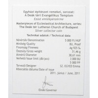 Magyarország,5000 forint 2011 - Deák téri evangélikus templom - Certifikáció
