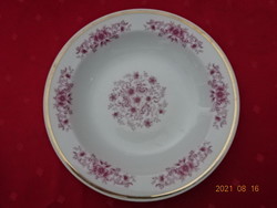 Alföldi porcelán, rózsaszín virágos mélytányér, átmérője 23 cm. Vanneki! Jókai.