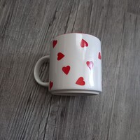 Fehér piros szívmintás Fyling Tiger bögre, átmérő: 8,6 cm, magasság: 9 cm