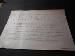 1956 - os eredeti  röplap  "" SZTÁJKOT .... "  , felirattal , 21 x 15 cm